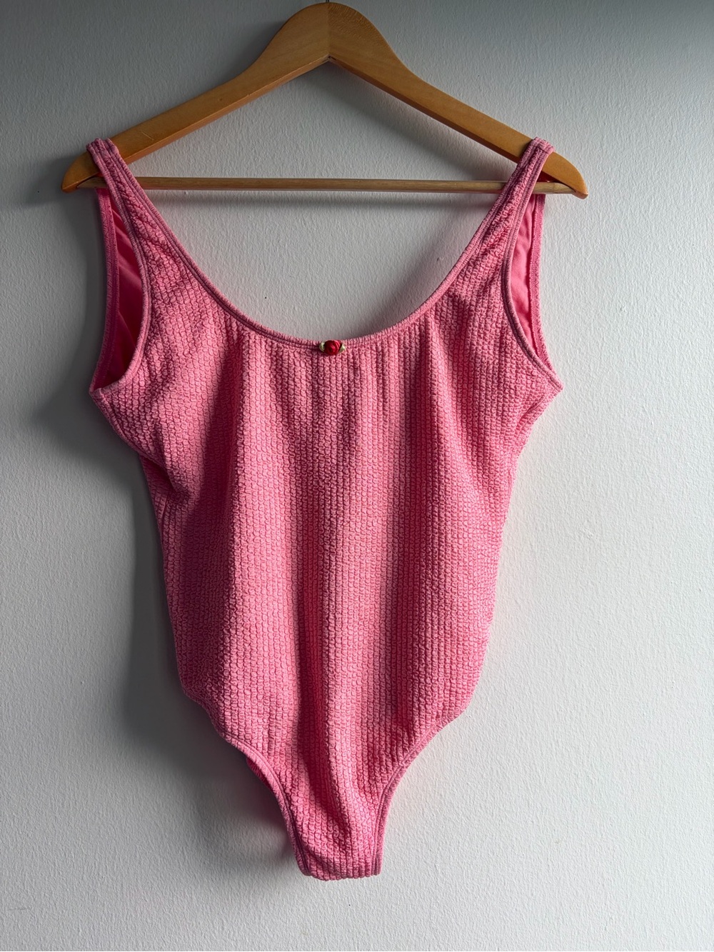 Betsey Johnson Pink Textured One-Piece Swimsuit